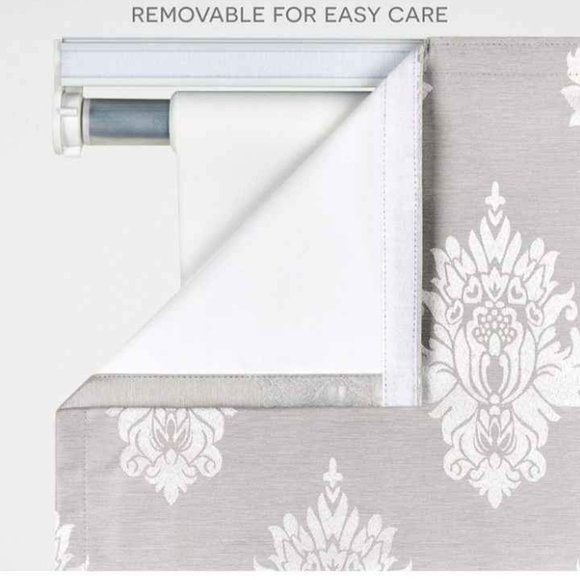 Exclusive Home Curtains Marseilles Damask Blackout Roman Shade, 23" x 64", White - Picture 7 of 10